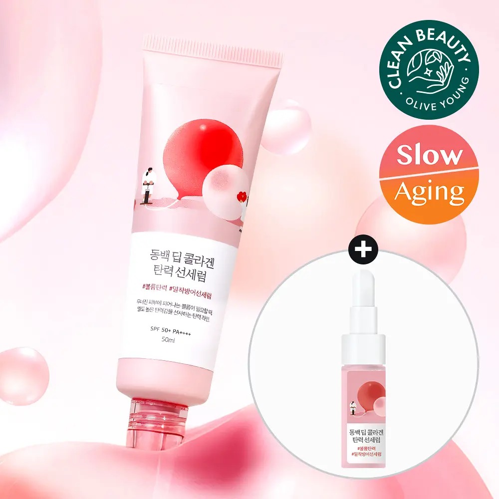 Round Lab Camellia Deep Collagen Firming Sun Serum 山茶花深層膠原彈力防曬精華SPF50+ PA++++ 50ml+7ml | Olive Young優惠套裝