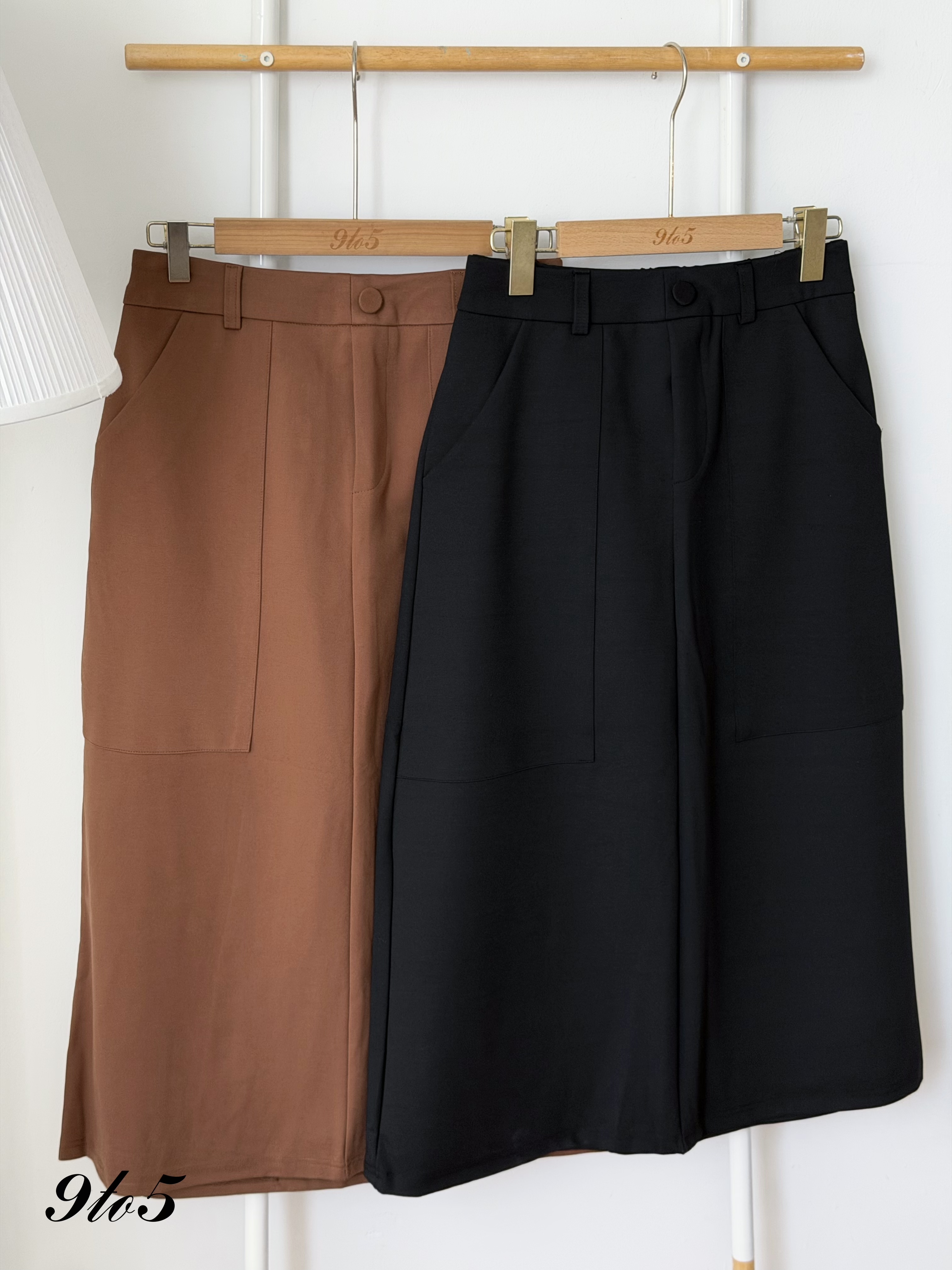 S2022 A Line Long Skirt - Black & Brown