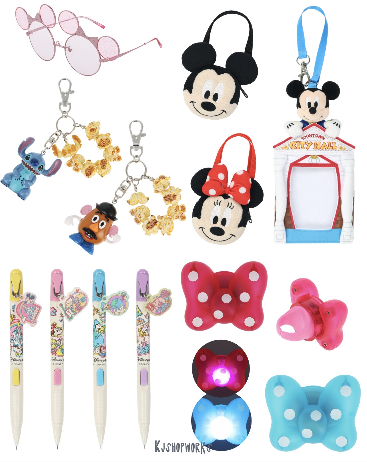 預訂 東京迪士尼 造型眼鏡 小物掛袋 卡片套 爆谷桶鎖匙扣 鉛芯筆 發光戒指