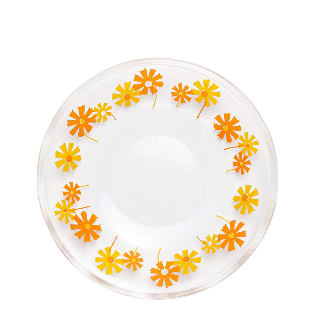 復古風印花玻璃碟-橙色