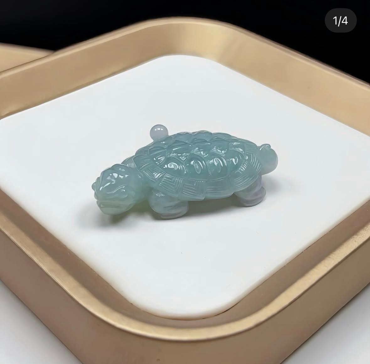 冰胶甜綠翡翠烏龜擺件