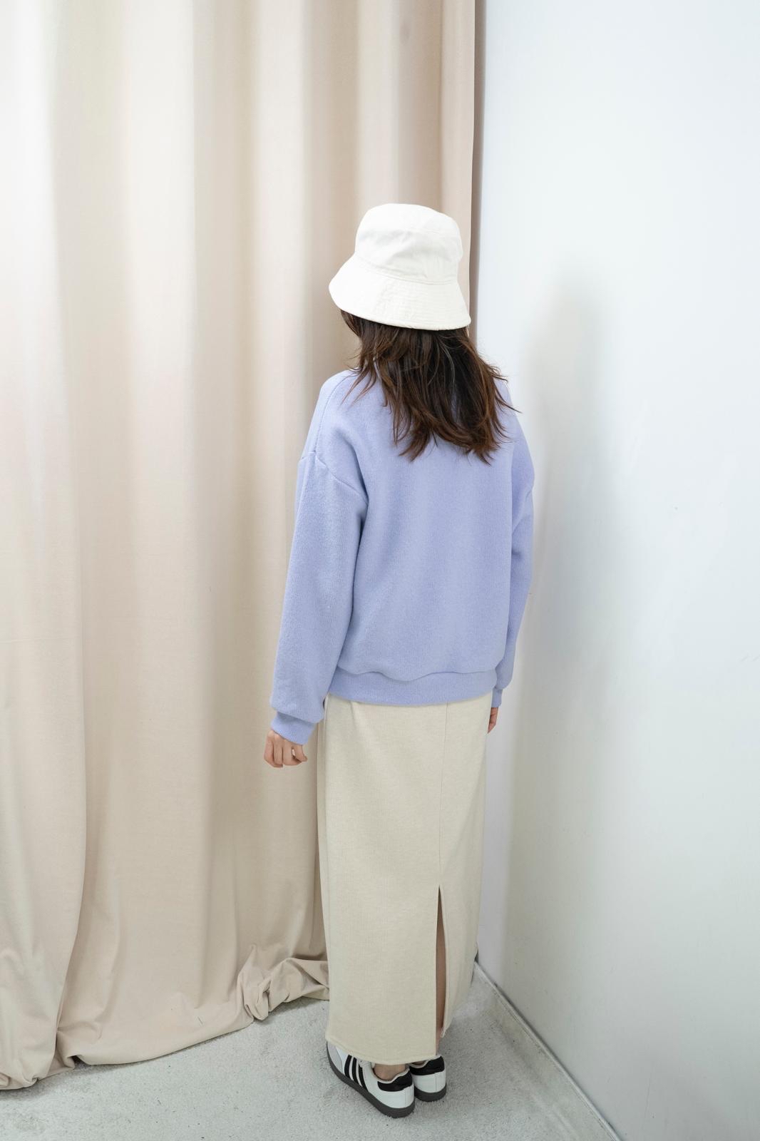 可機洗免燙軟糯文字上衣（淡紫色）