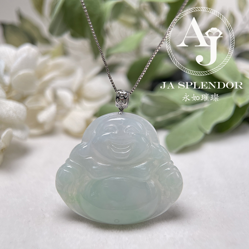 JNK-208天然翡翠A玉 冰潤晴綠佛18K金吊墜