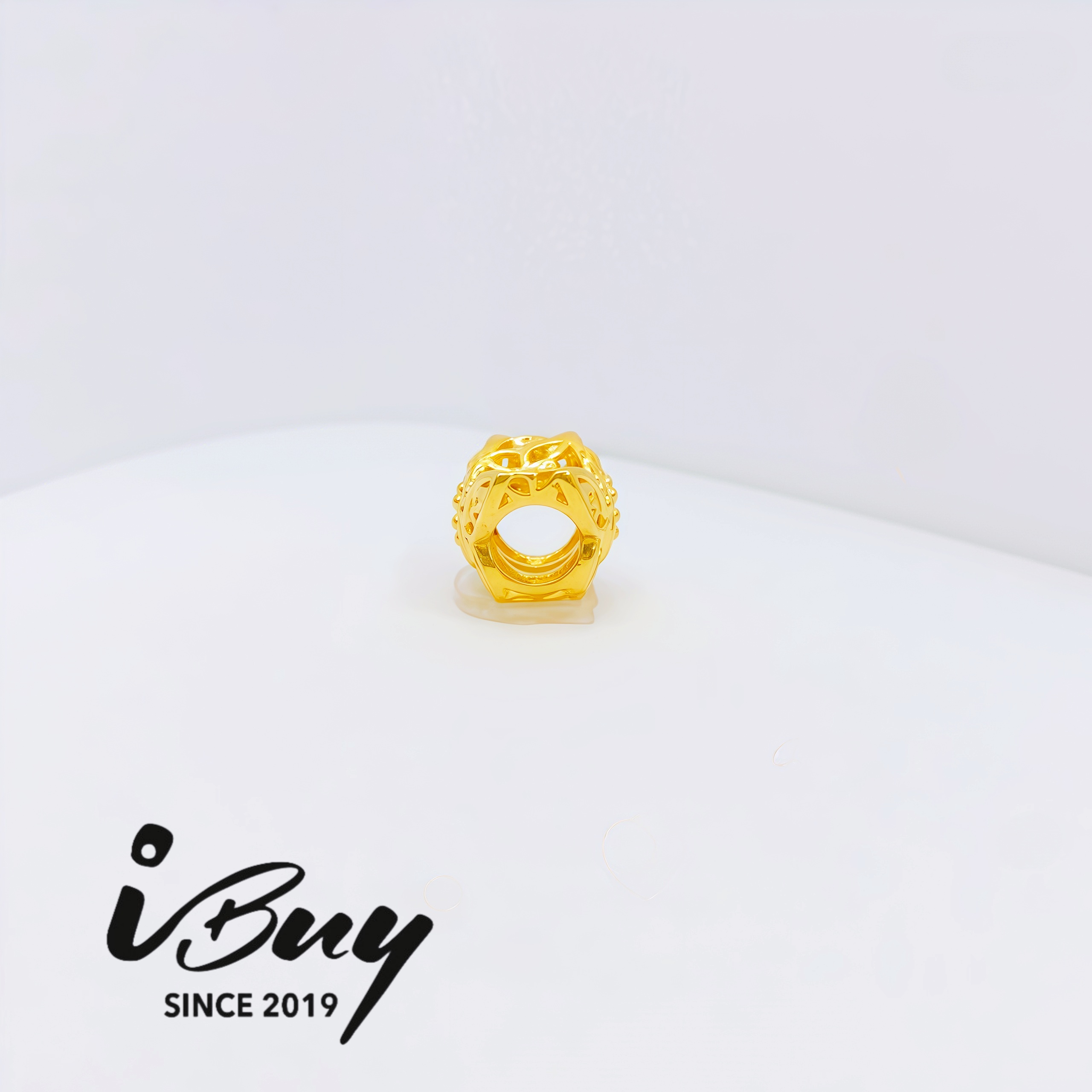 916 HARD GOLD BLOSSON BUTTERFLY CHARM BEAD 916 硬金 繁花蝴蝶串咀