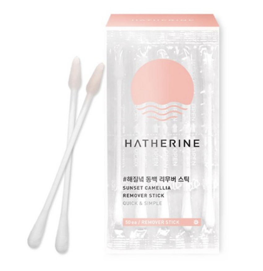 韓國 HATHERINE 山茶花油 卸妝修正棉花棒 50支 / 盒｜Sunset Camellia Remover Stick