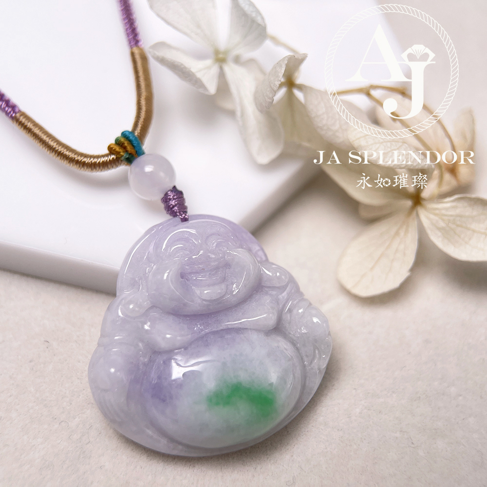 JNK-217 天然翡翠A玉 冰糯椿彩笑口常開大肚佛公吊墜