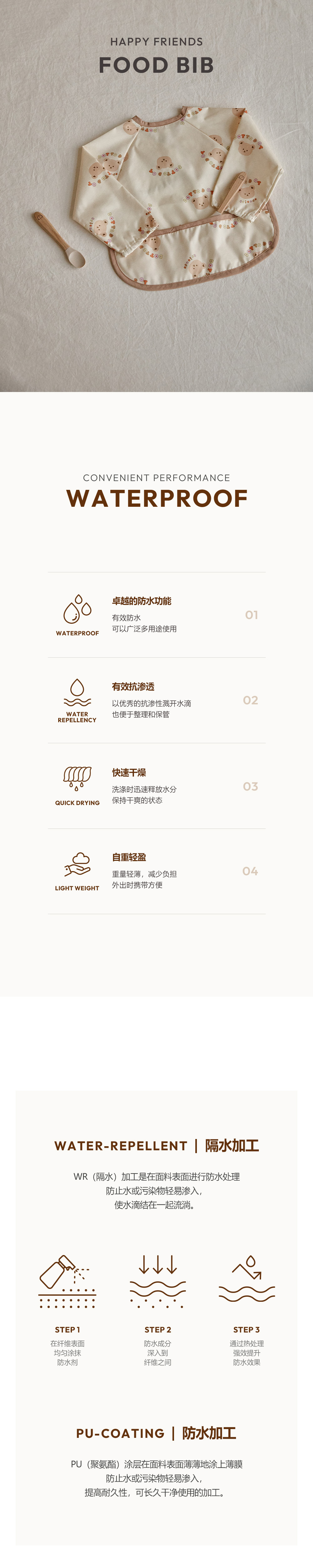 dot to dot Happy萌趣圓圓臉系列 - 防水輔食罩衣(長袖) (25F/W)