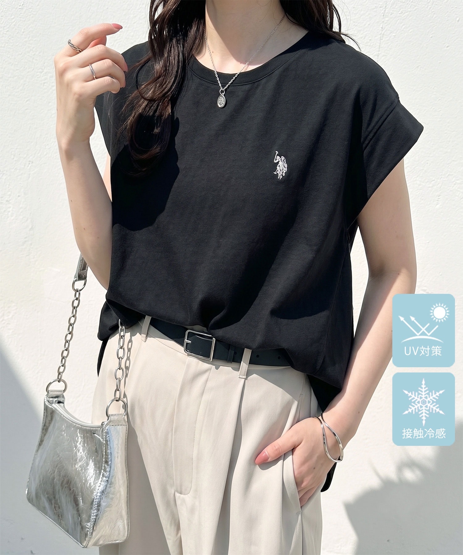 日本直送 限時優惠中  US POLO ASSN。 x GeeRA 合作！ 【清涼觸感 & 防紫外線】功能性法式袖Tee