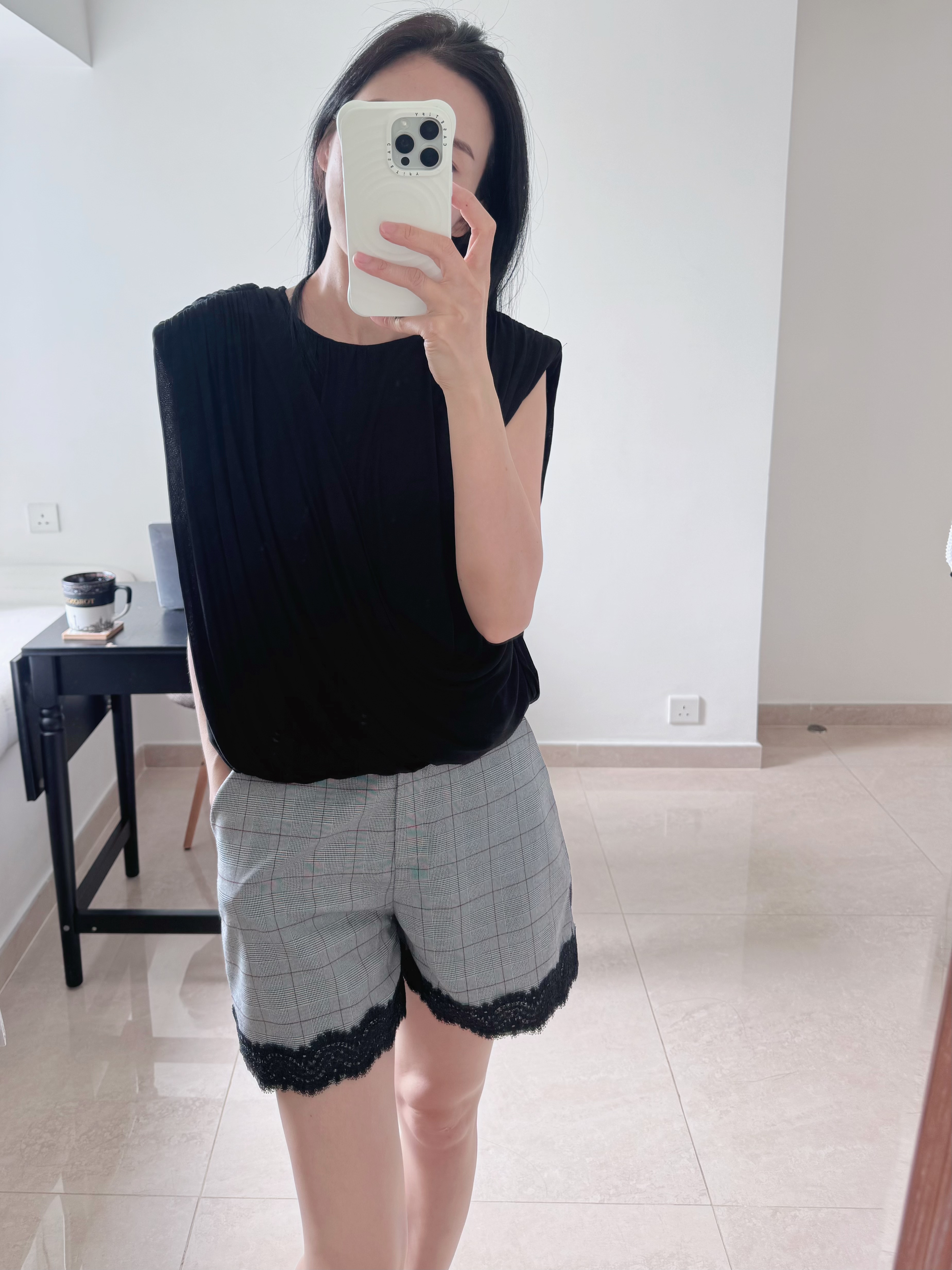 Lace check shorts (Black/S)