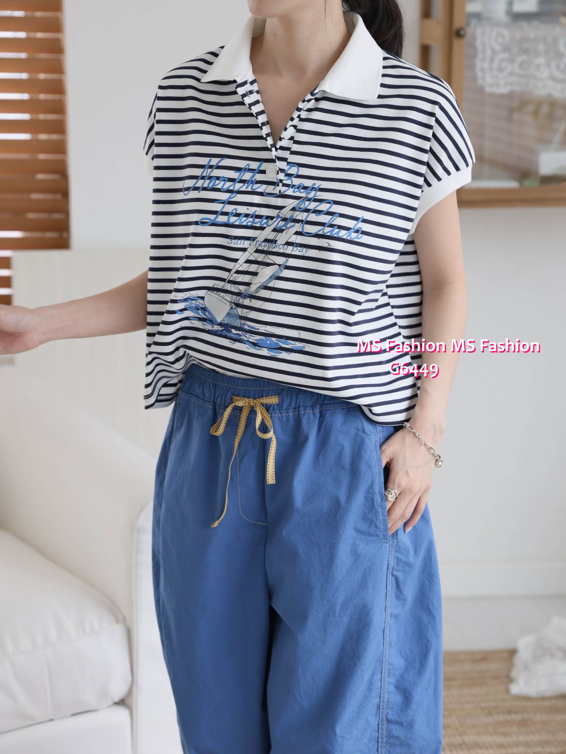 G6449 靚print橫間polo恤