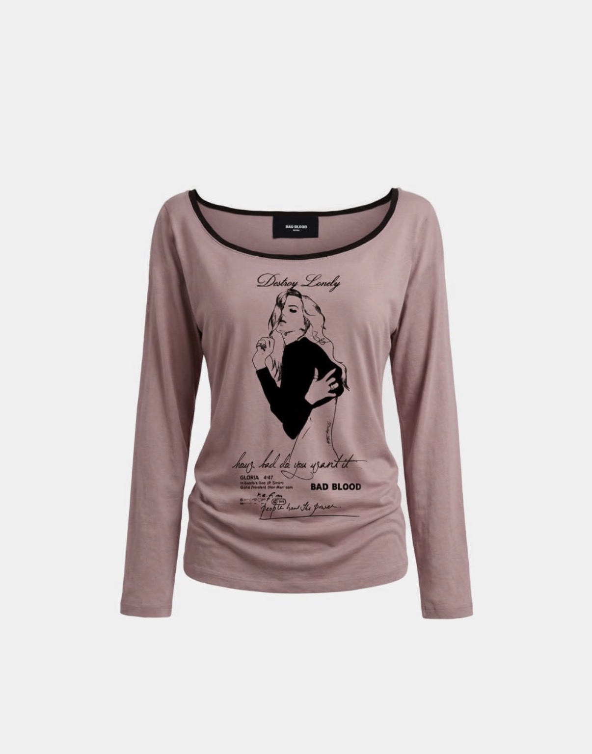 BADBLOOD  [w-tee26-124] B.A.D. Ladyland Ringer Loose-Fit T-Shirt - Pink