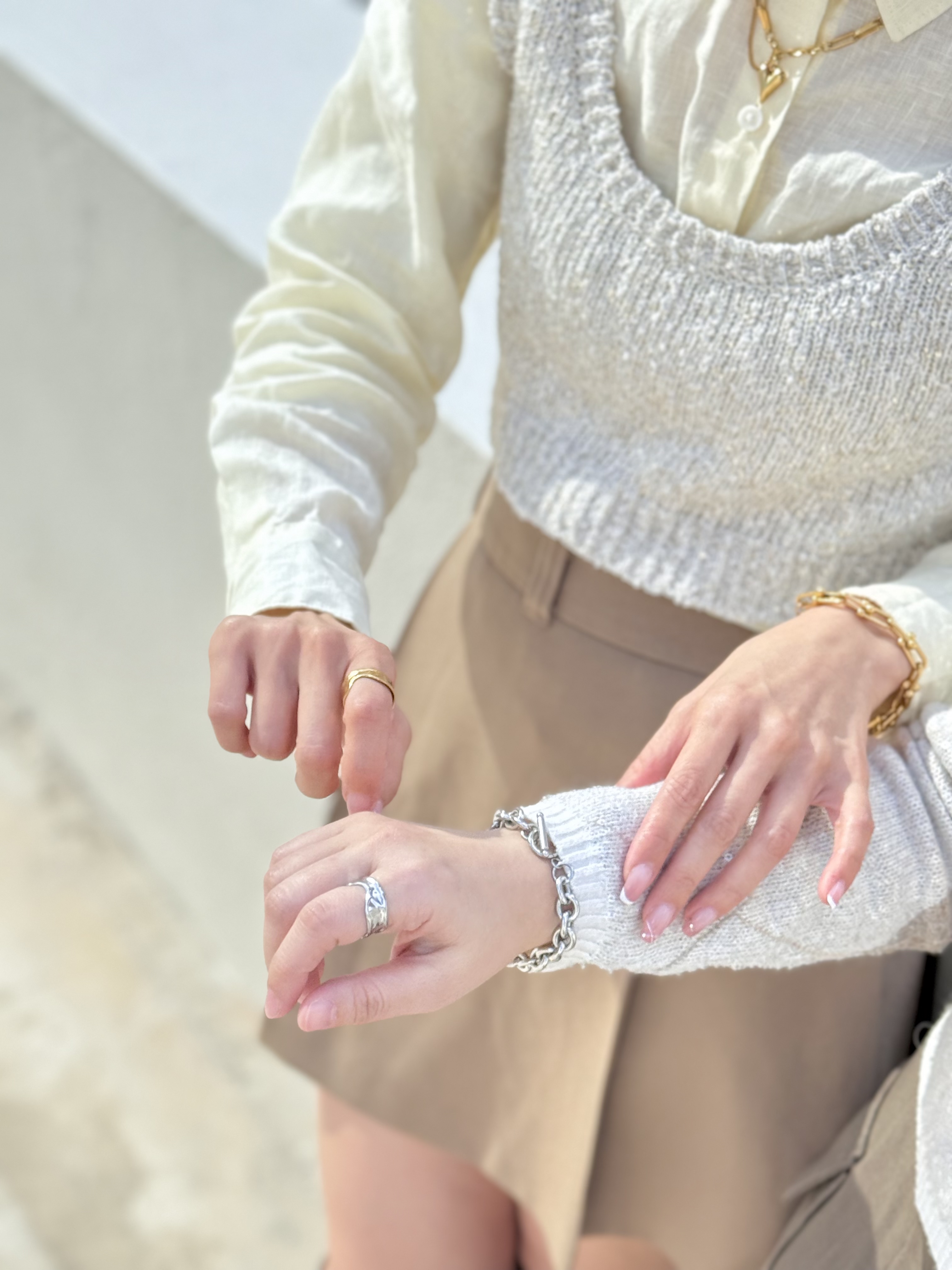 Sliver irregular stainless ring