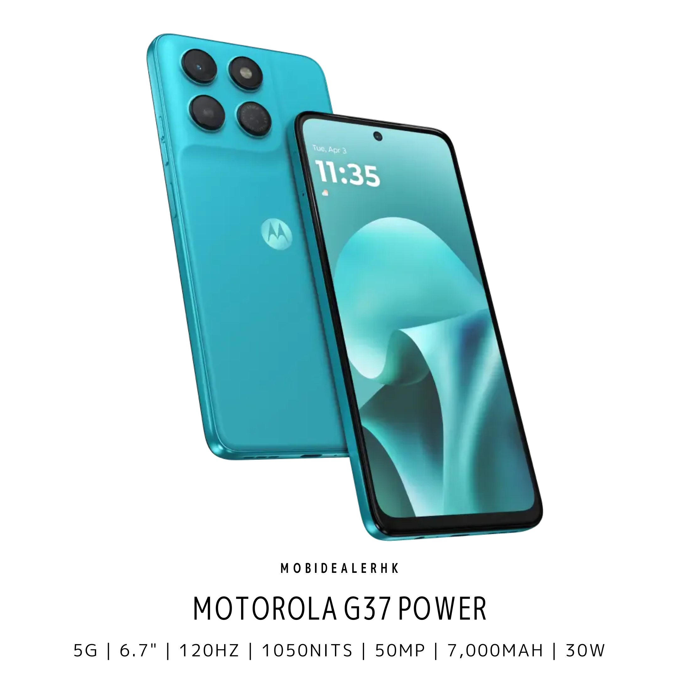 Motorola G37 Power | 5G | 智能手機 | 7000mAh 超大電量續航 | 5000 萬像素 AI 相機 | 120Hz 超亮大螢幕 | 30W 快充