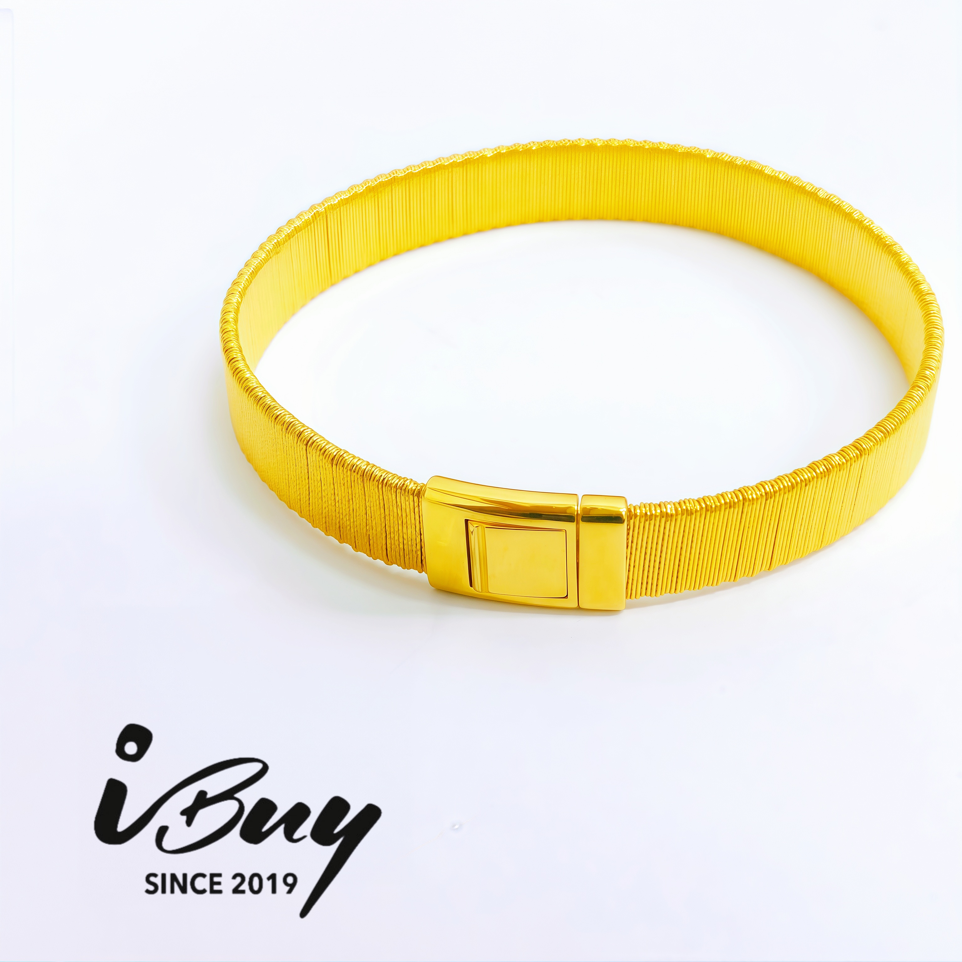 916 GOLD 9MM ITALY WIRE BRACELET 916 金 9MM宽版拉丝手镯
