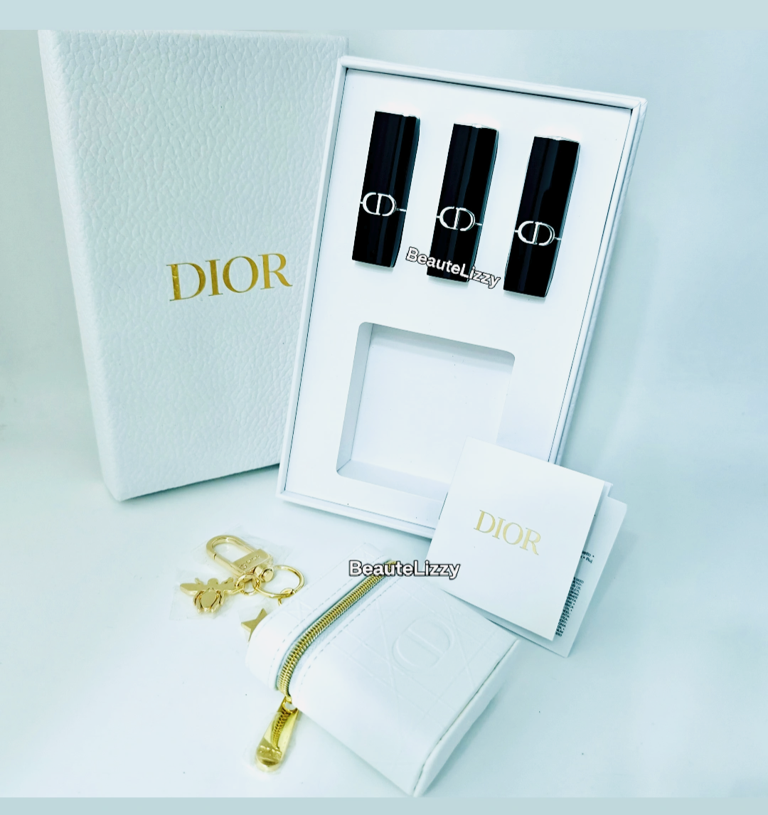 DIOR 迷你唇膏+ 隨身包 限量套裝3 PCS LIPSTICK with bag999色 1.5g，720色 1.5g，100色 1.5g 