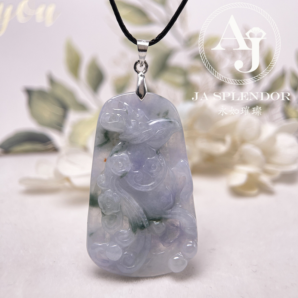 JN-758 天然翡翠A玉 冰種莫奈花園一路（鹿）發/梅花鹿吊墜
