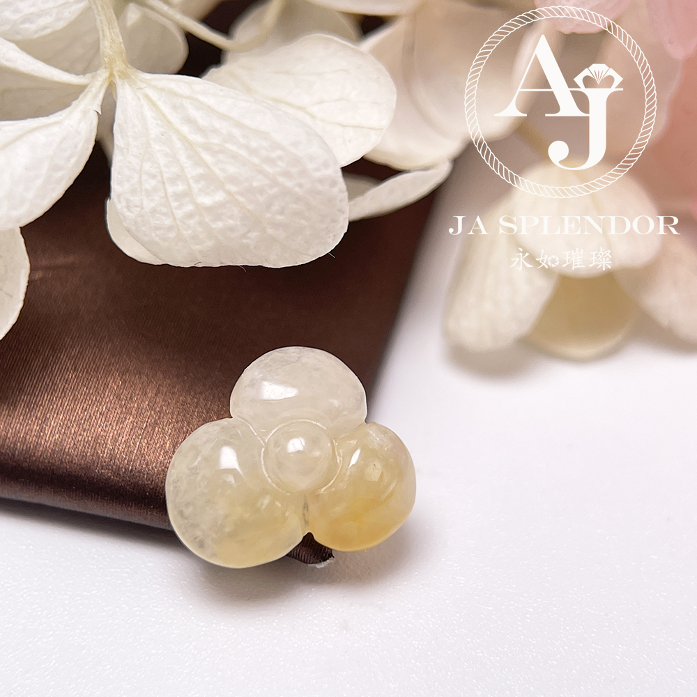 JN-3434 天然翡翠A玉-黃翡立體小花不鏽鋼手鏈