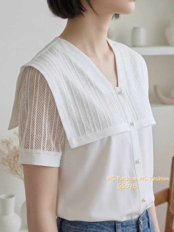 G6078 韓國🇰🇷靚料通花V領top