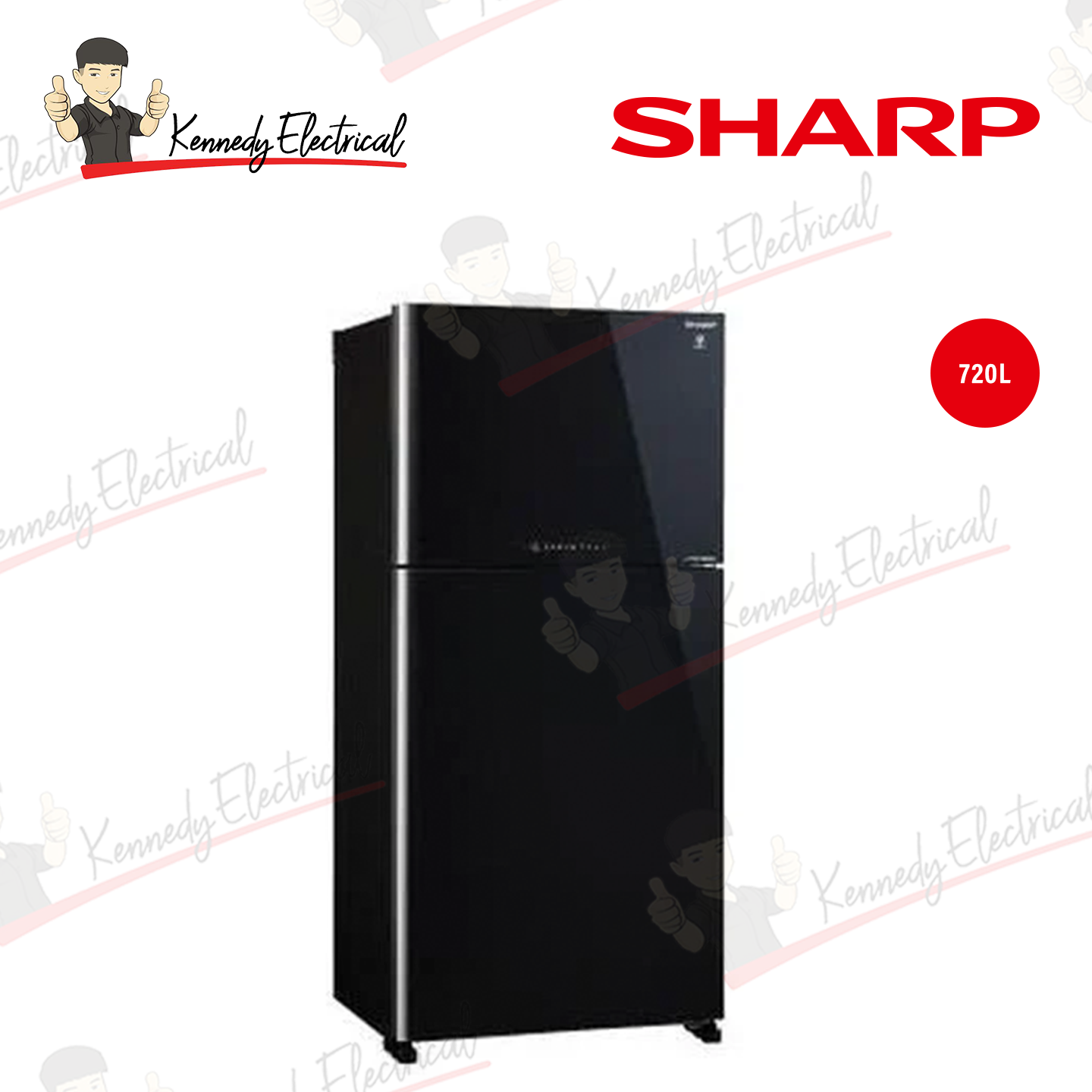 Sharp 720L Pelican Glass Door 2-Door Refrigerator (SJP882MFGK)
