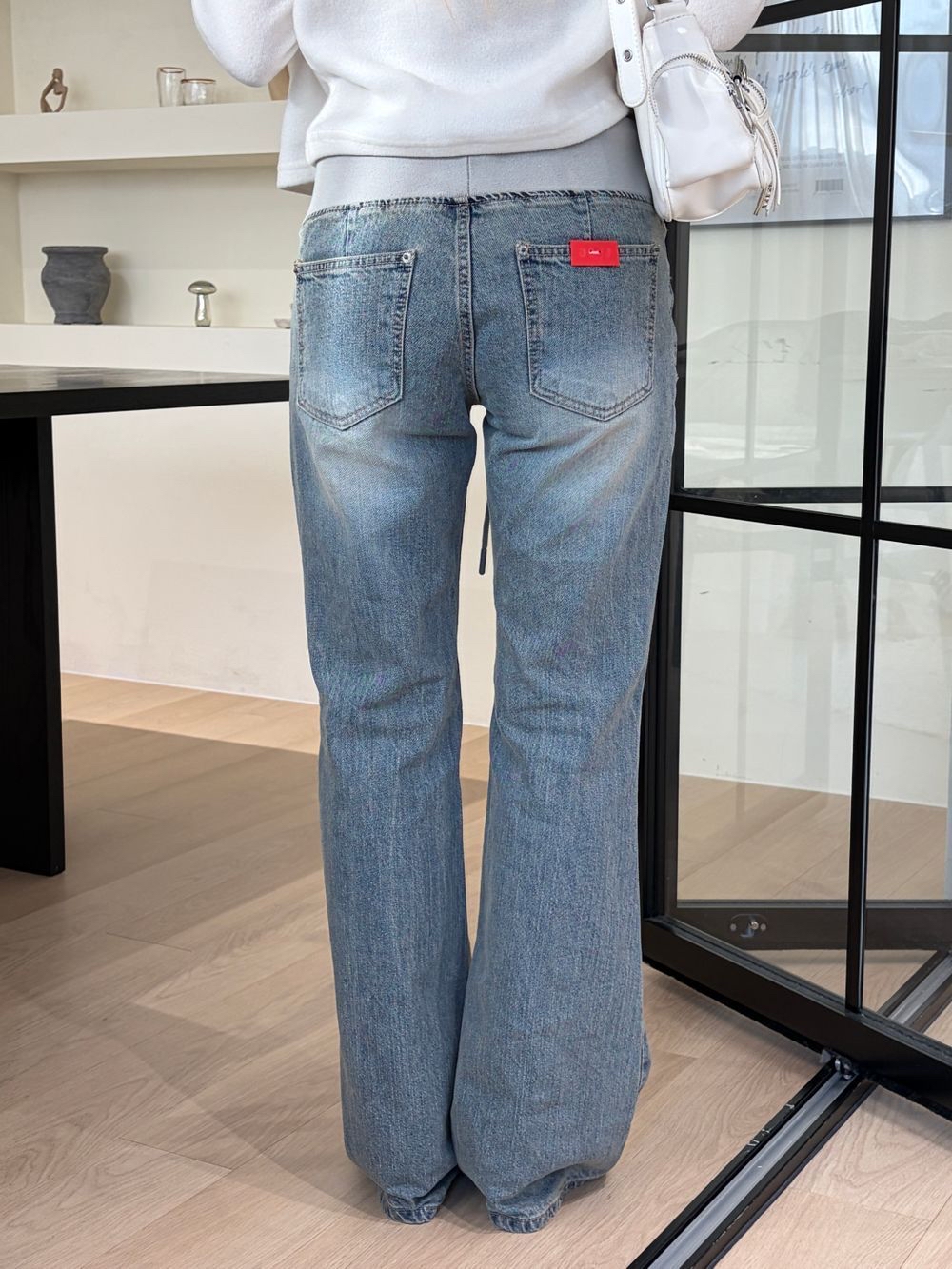 Banding Drawstring Bootcut Jeans