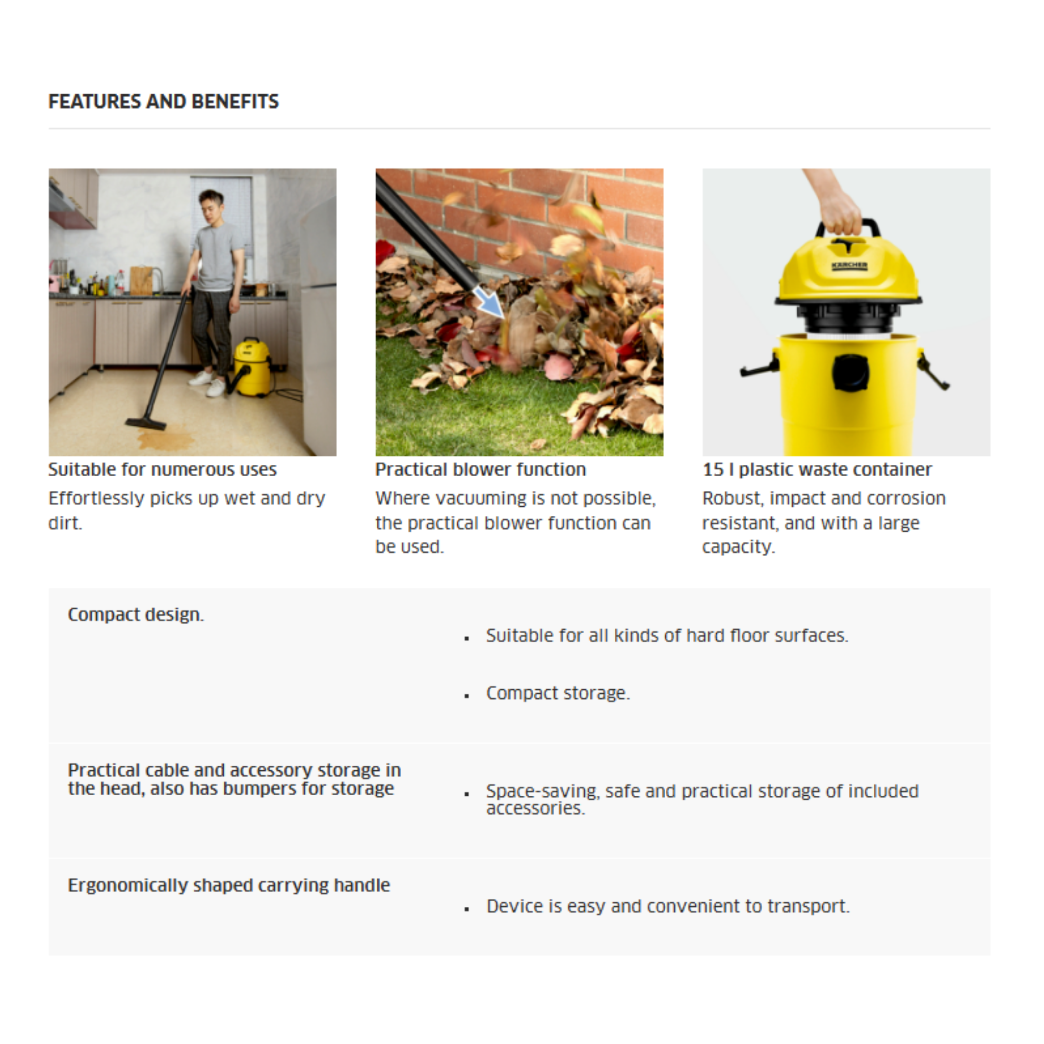 Karcher WD1 Wet & Dry Vacuum Cleaner (WD1)