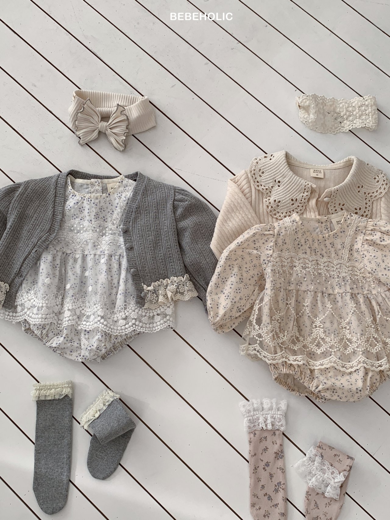 🌸預訂 韓國直送🌸🇰🇷BEBEHOLIC兩色碎花蕾薄紗長袖包屁裙