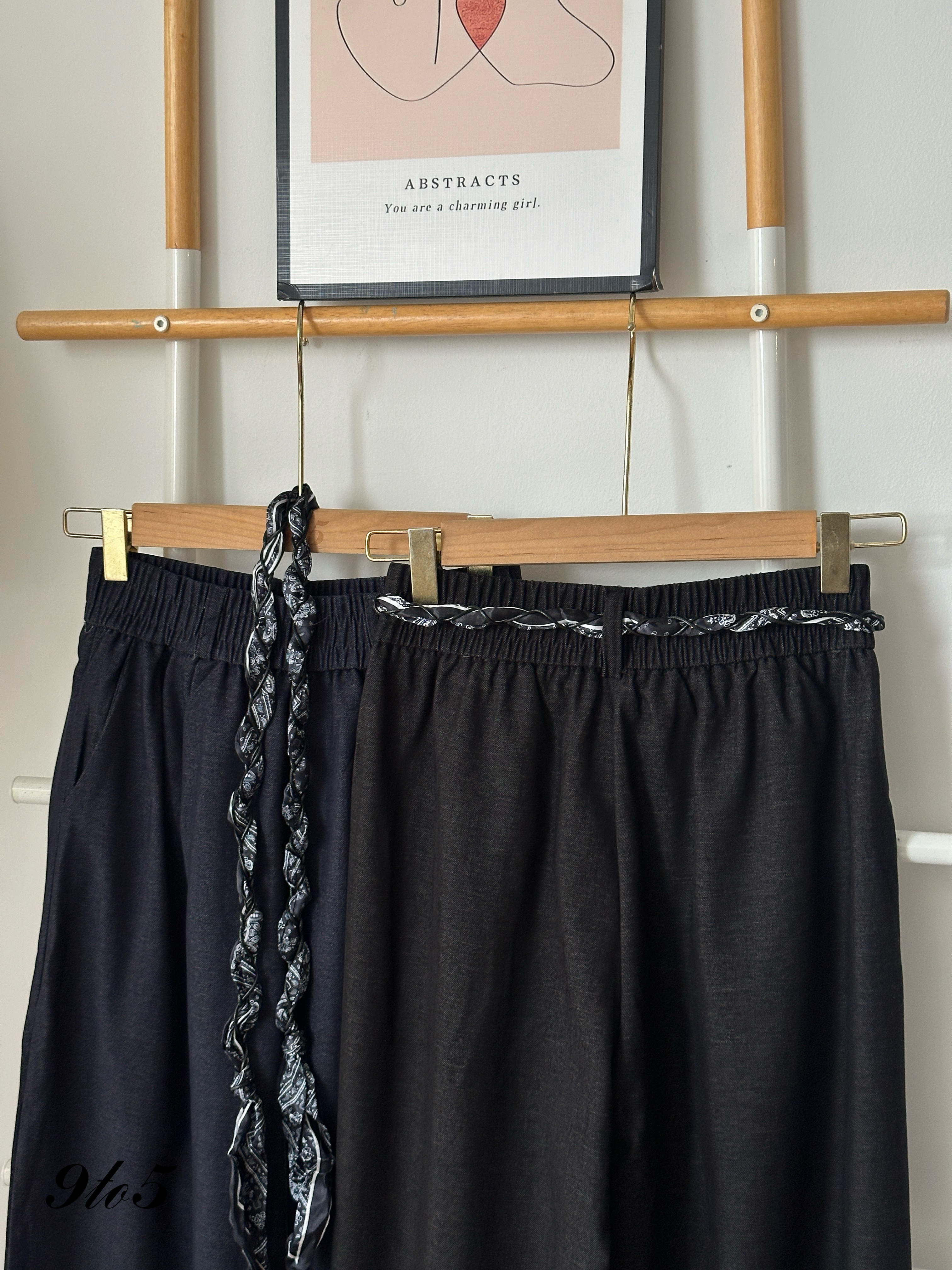 S1812 Long Straight Pants - Black & Blue