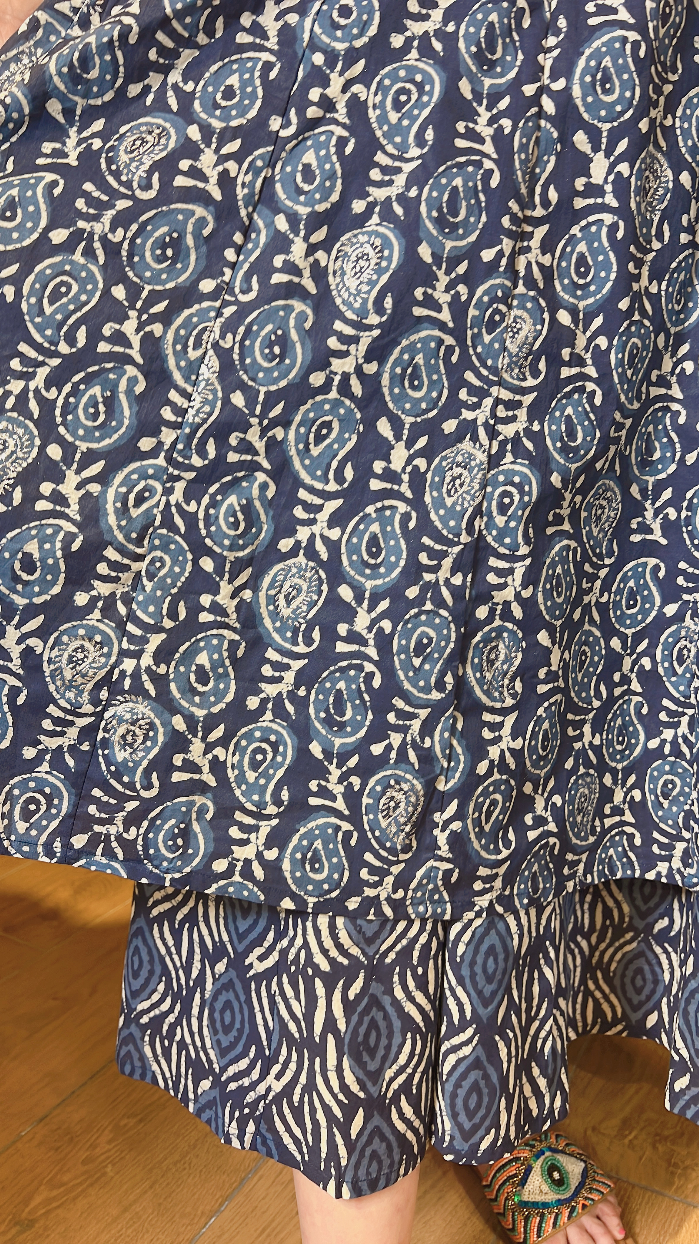 Blue X White Block Print 2- Layered OP49" #1074