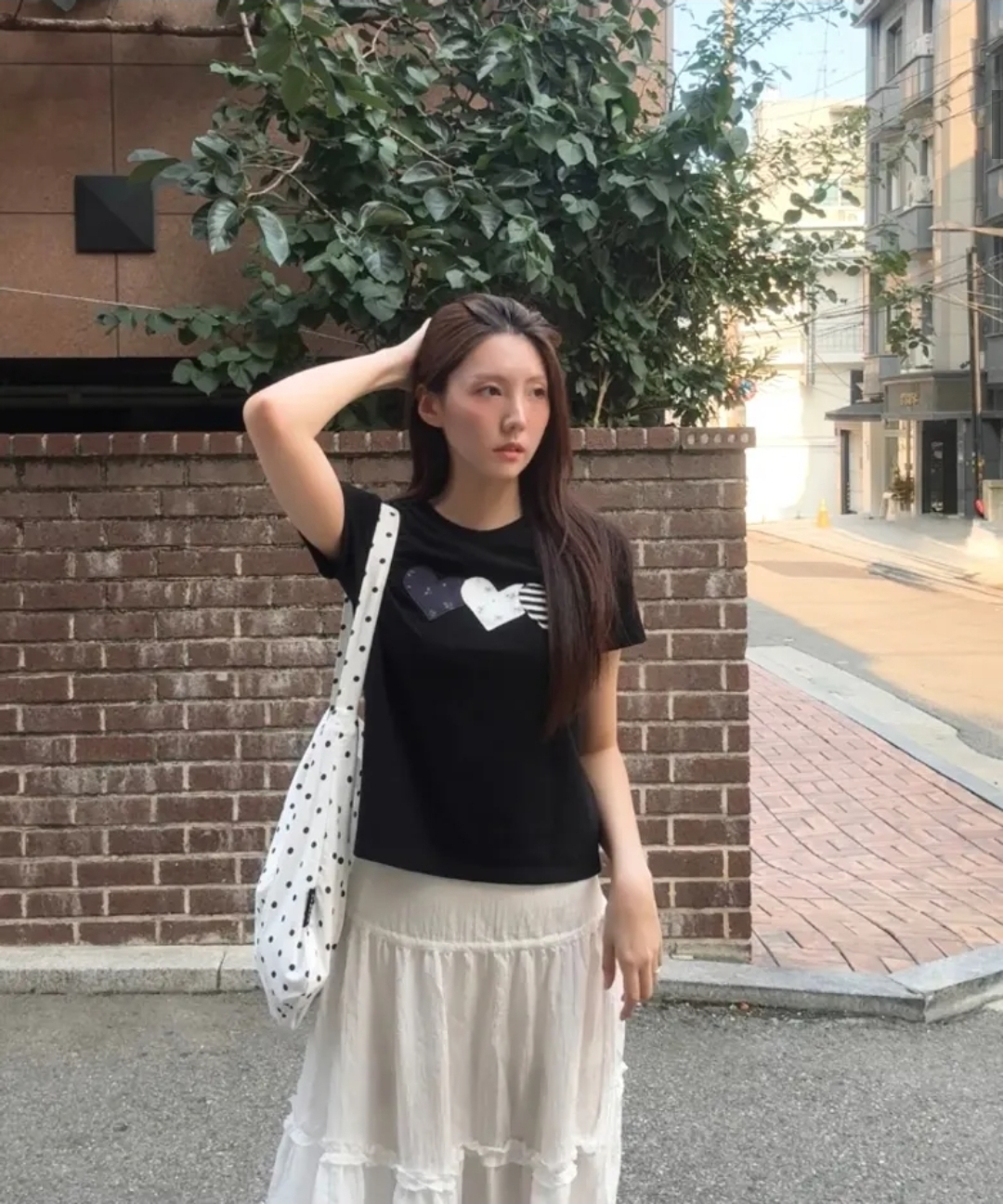 🤍🖤 Rogin & Rosie Heart Patch Cotton T-shirt