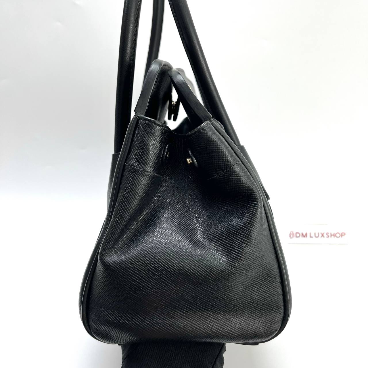 Prada Cuir Frame Canvas Tote Black