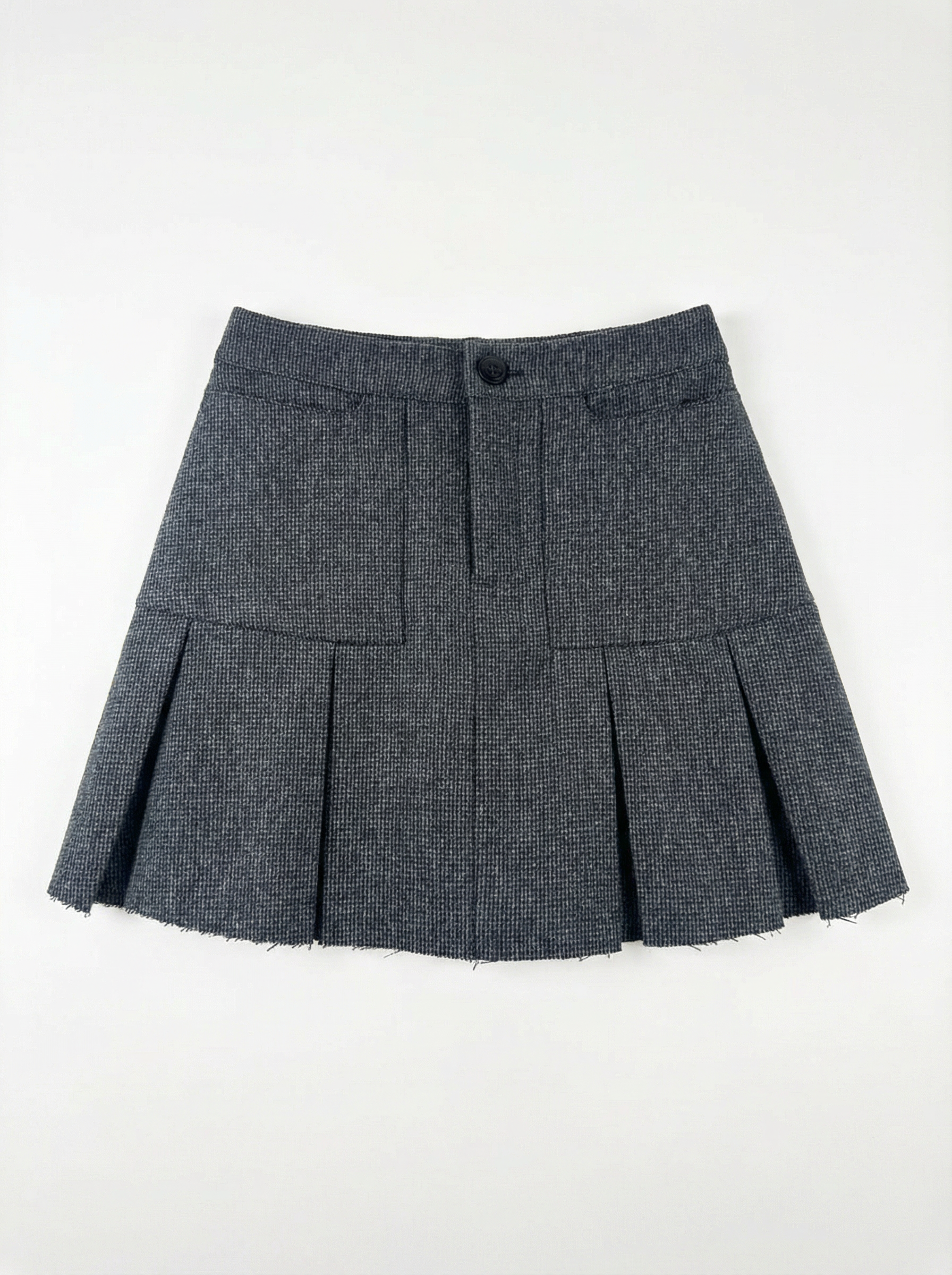 灰色格紋百褶短裙