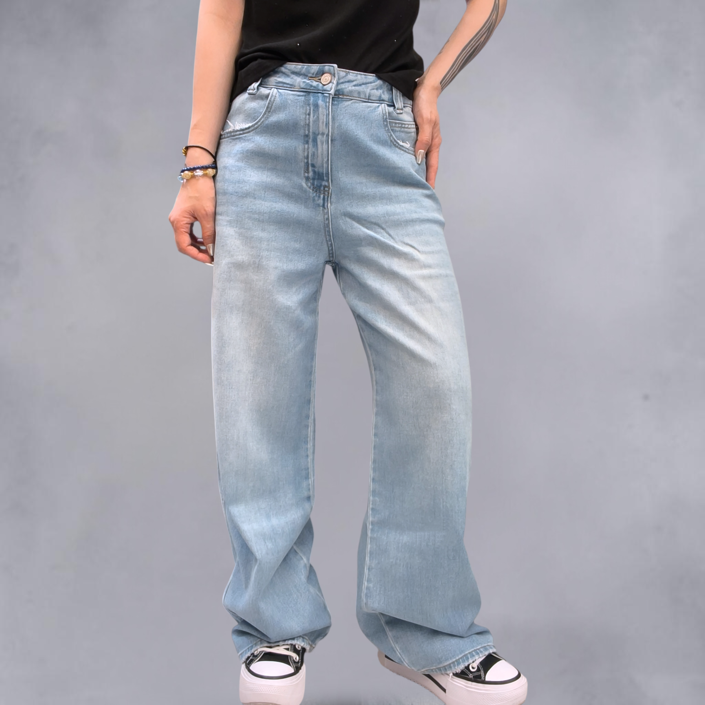 洗水直筒牛仔褲