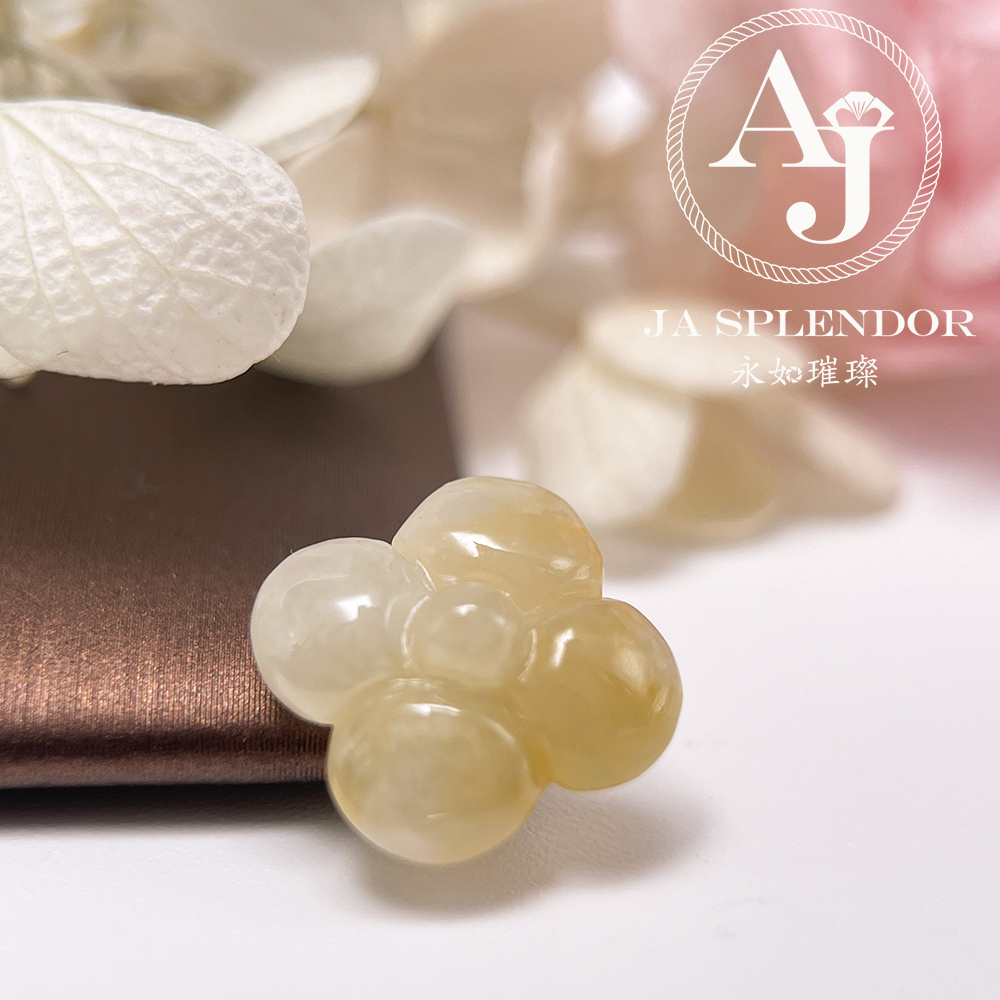 JN-3434 天然翡翠A玉-黃翡立體小花不鏽鋼手鏈