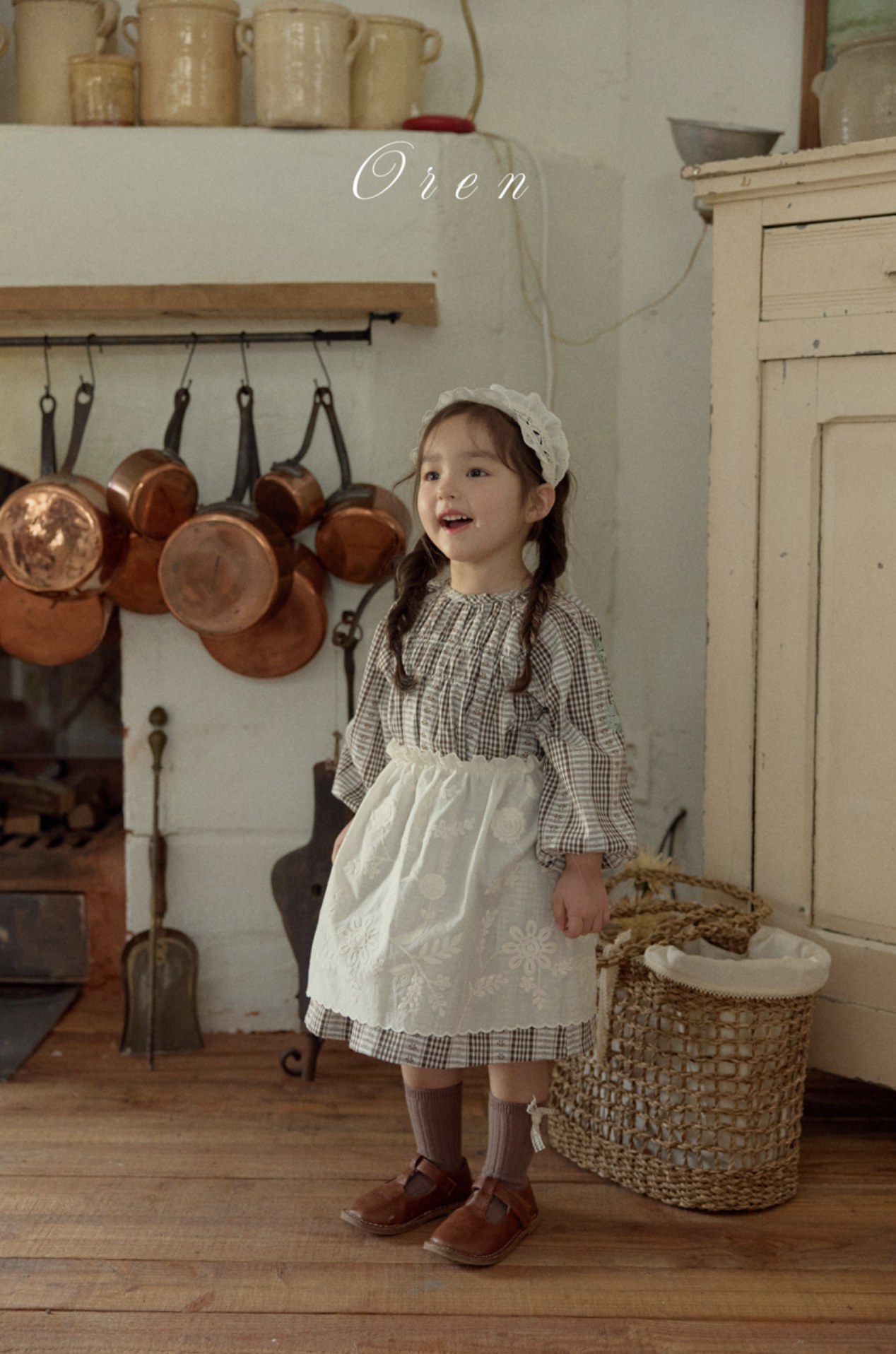 格仔刺繡花花 Jumpsuit / 連身裙 / Lace 圍裙