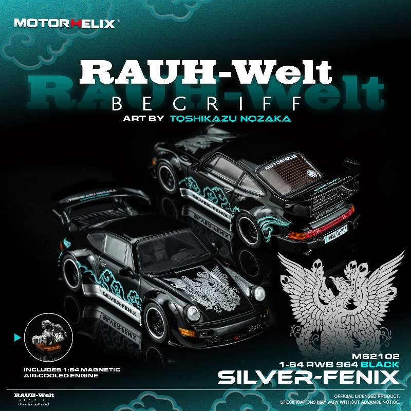 (預訂 Pre Order) MOTORHELIX 1/64 RWB 964 Silver‑Fenix 黑色