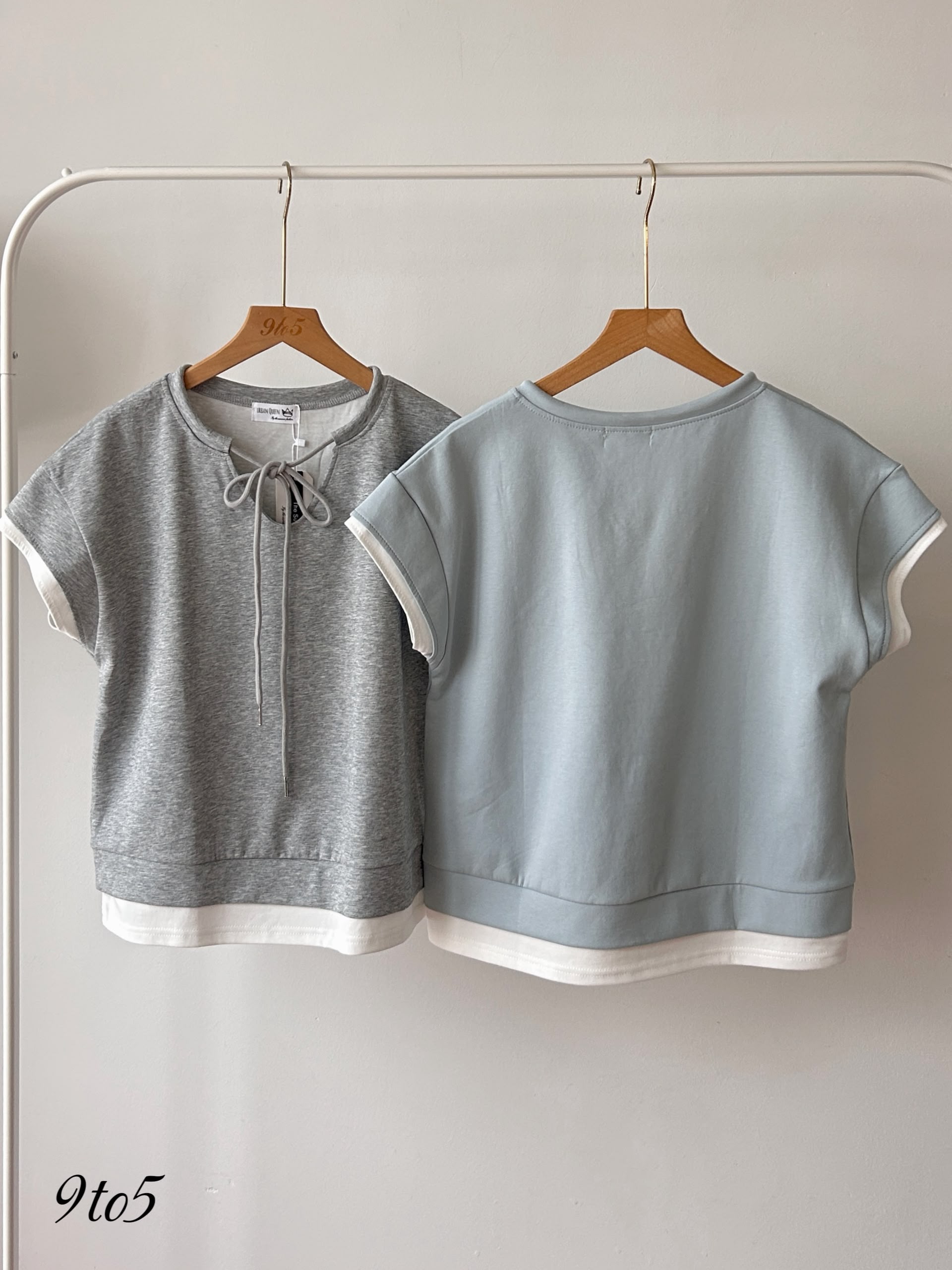T4394 Self-tie Fake 2pcs Tee - 4 Colors 