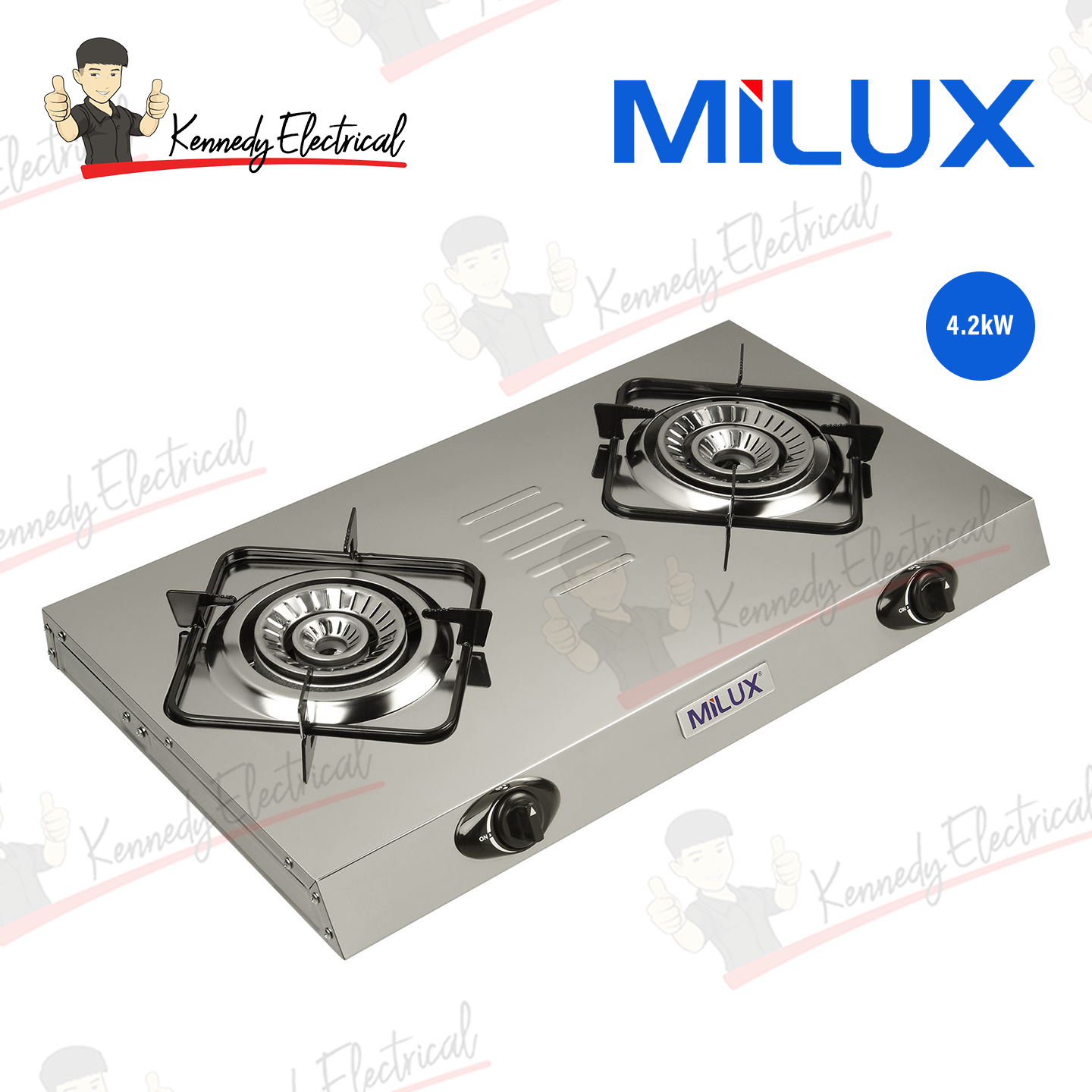 Milux Stainless Steel Double Burner Gas Cooker (MSS-2800)