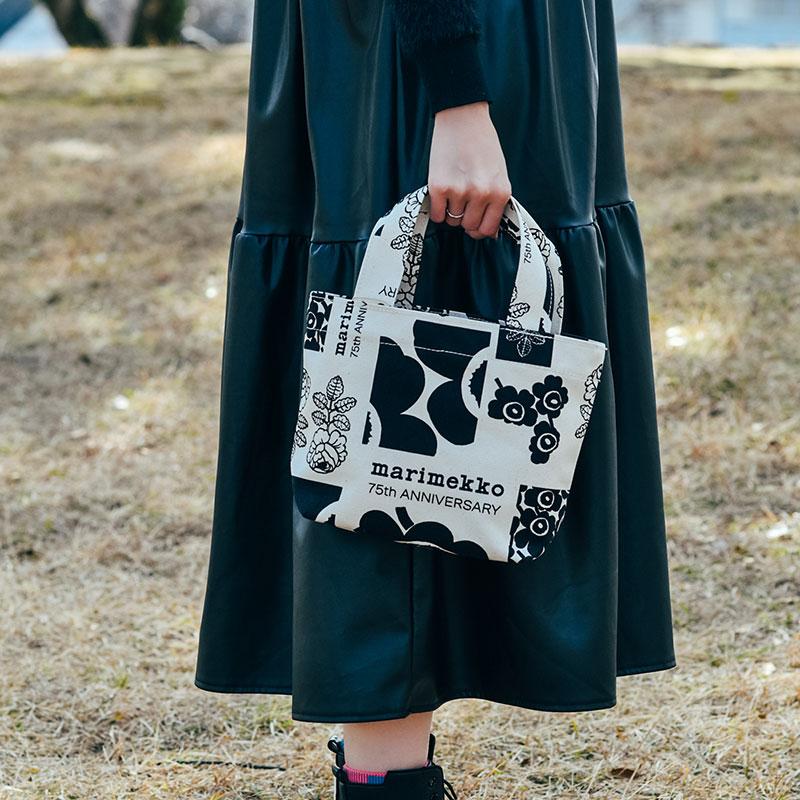 🆕【⭐訂購⭐】🌀 🇯🇵 日本直送 #日本限定 #marimekko Nyytti 75周年限量版Tote bag(黑色 x 白色)🌀 [ELID-0226][261030]