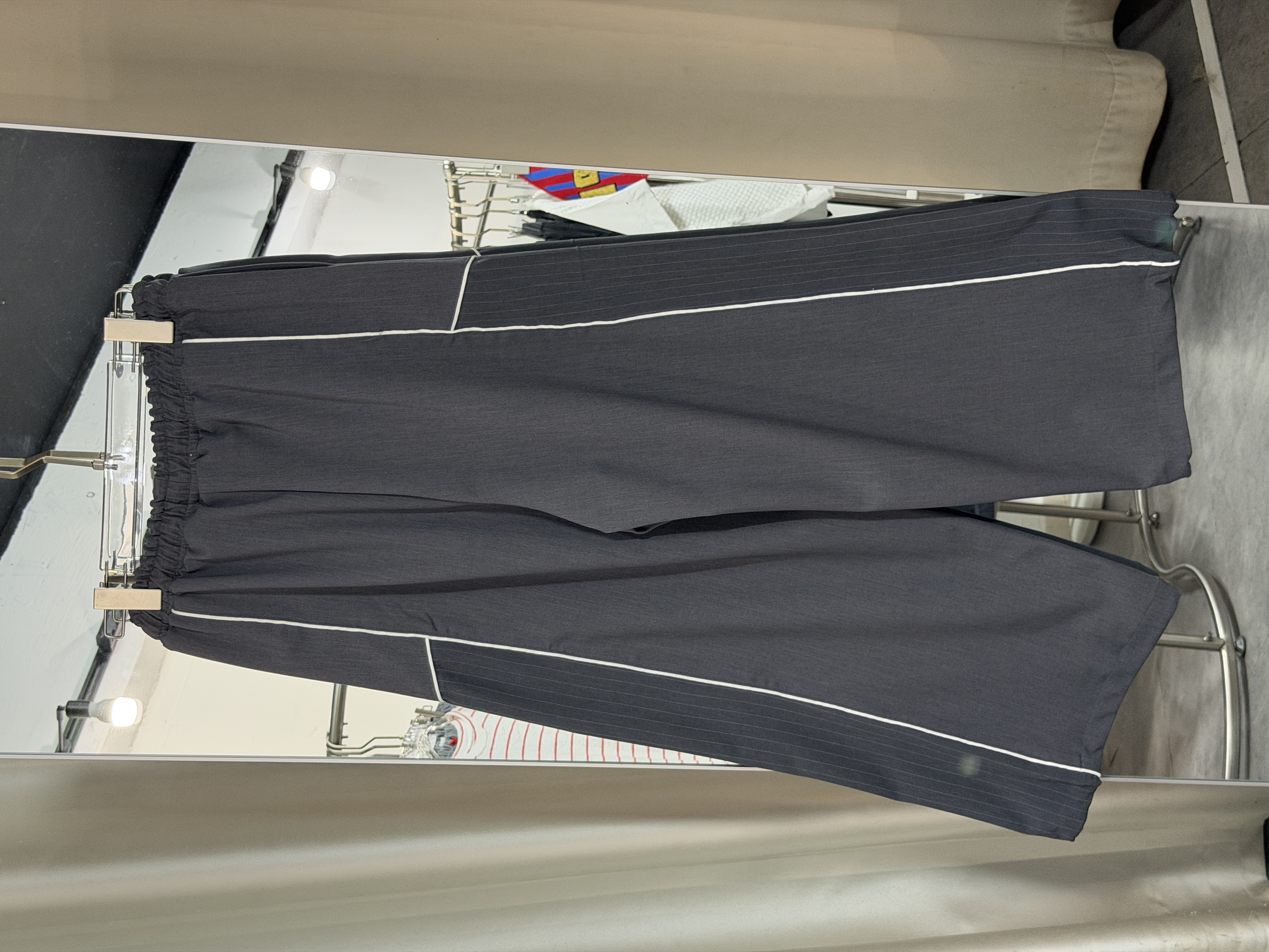 高質撞色條紋寬鬆休閒西褲