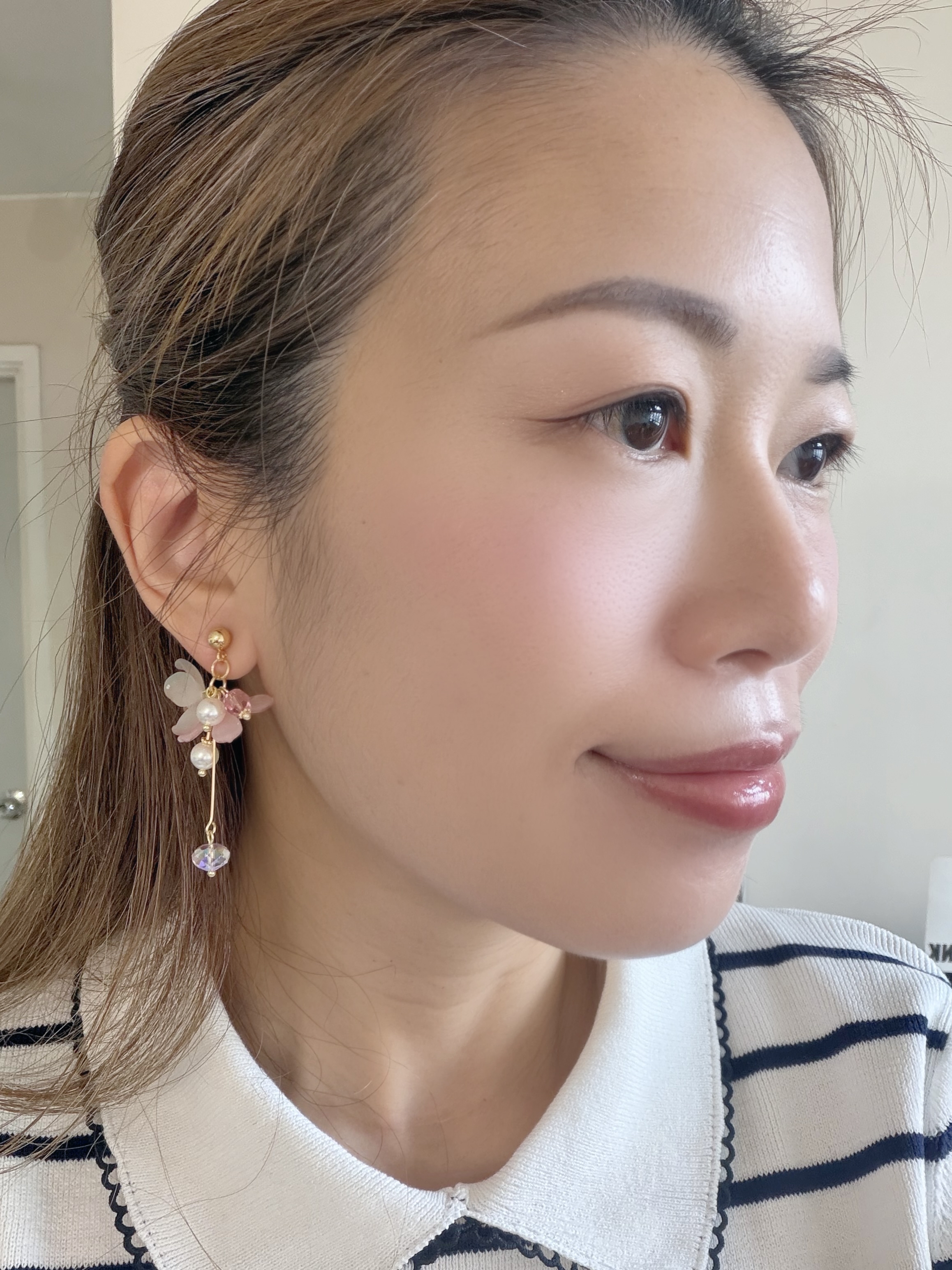 日本花語系列耳環/漸變櫻花粉紅花朵款