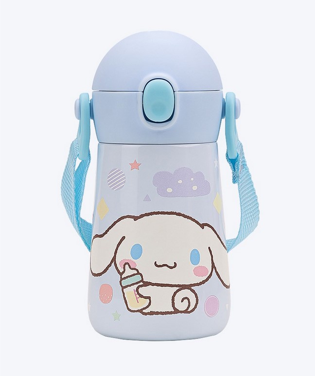 【預訂】韓國直送 Sanrio Cinnamoroll / Hello Kitty 一觸式肩帶雙層不鏽鋼迷你吸管水瓶