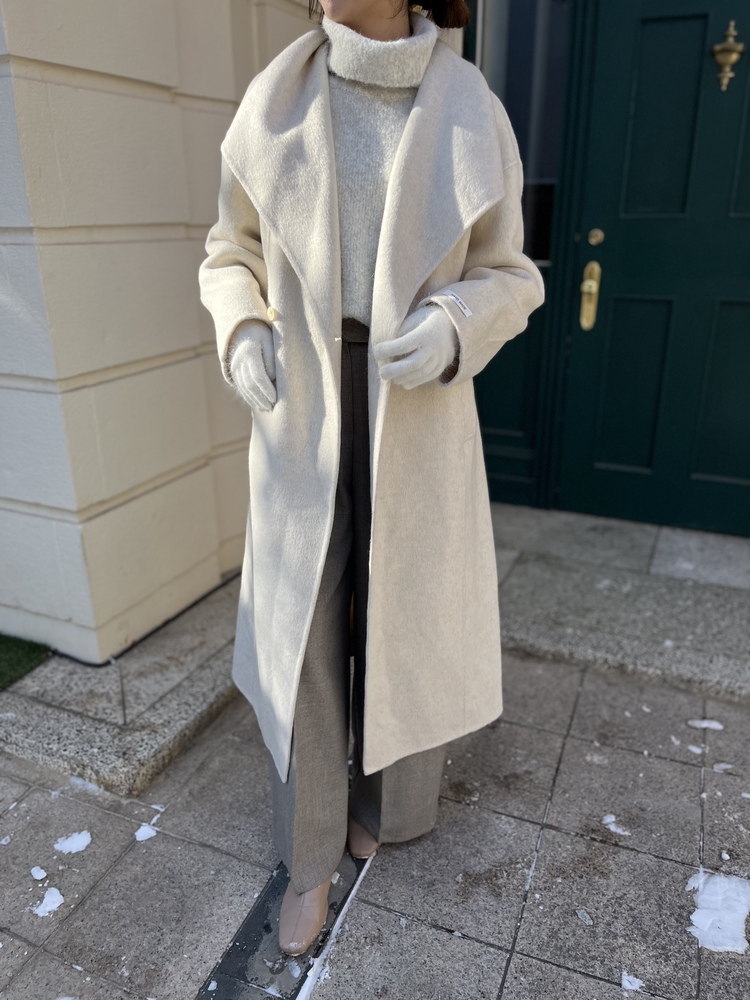 [70% Wool] Parisian Belted Wool Coat (Oat)