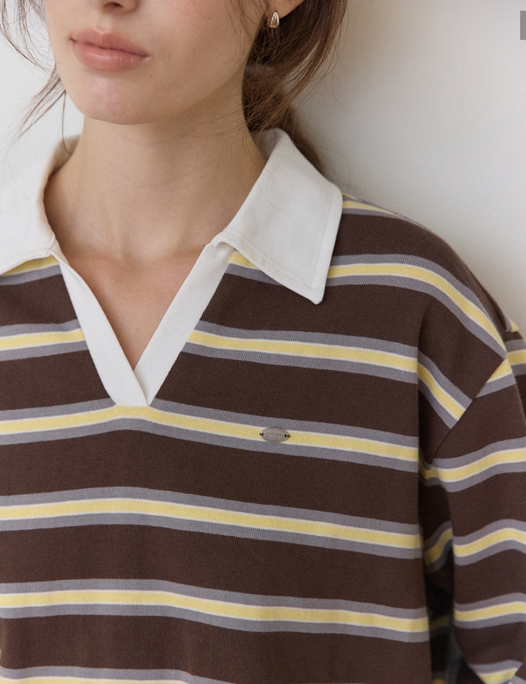 Ourhope Stripe Collar Sweatshirt 