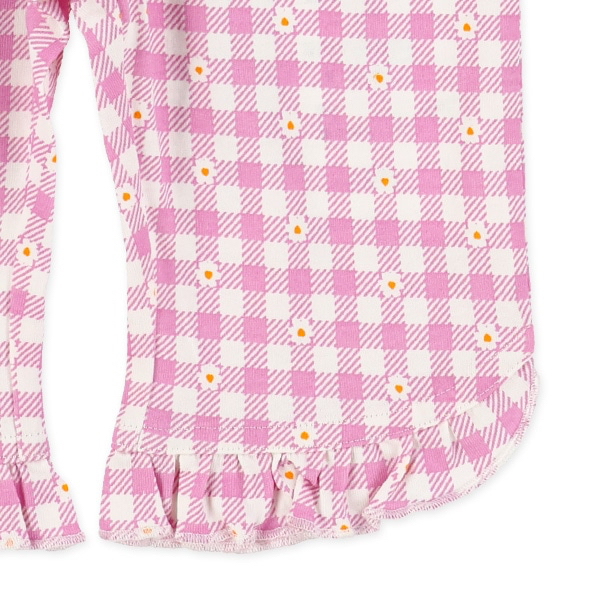 🇯🇵預訂 日本直送🇯🇵兩色花卉滿印格紋荷葉邊純棉半截打底褲