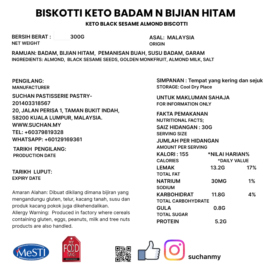 Keto Black Ssesame Almond Biscotti