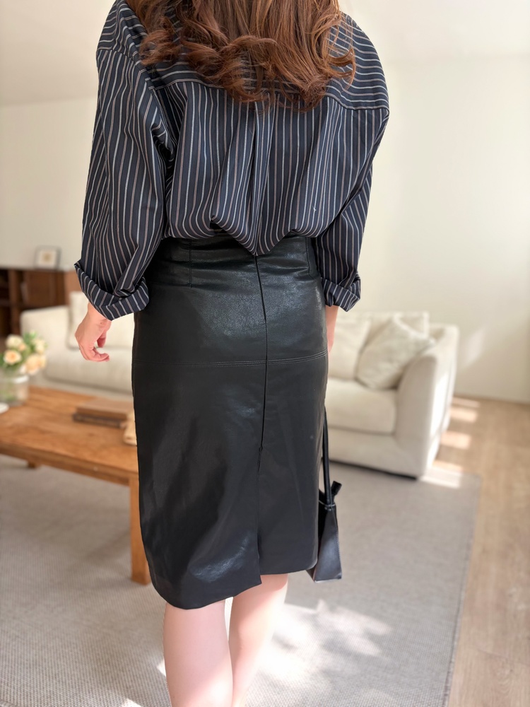 Striped Oversize Shirt (Navy)