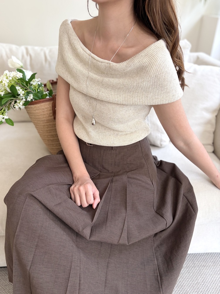 Linen Off Shoulder Top (Oat)