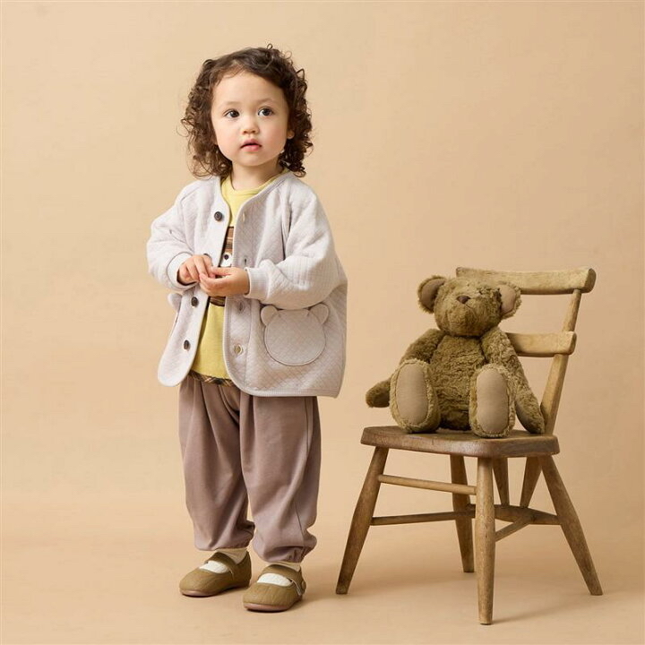 🇯🇵預訂 日本直送🇯🇵兩色小熊口袋針織絎縫開襟外套