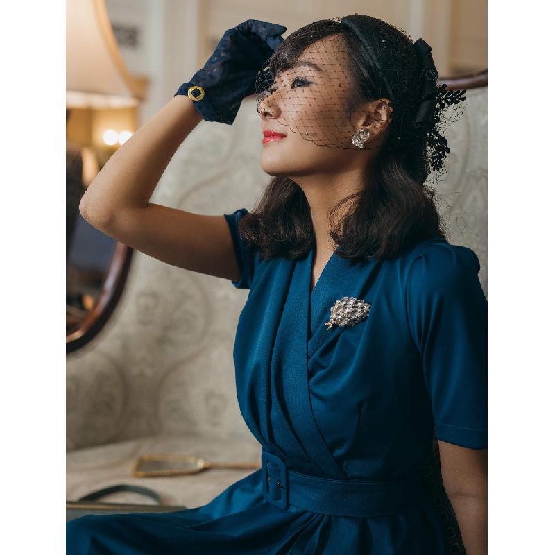 SOLD OUT 1940s Inspired Evening Cross Front Dress (FM008)