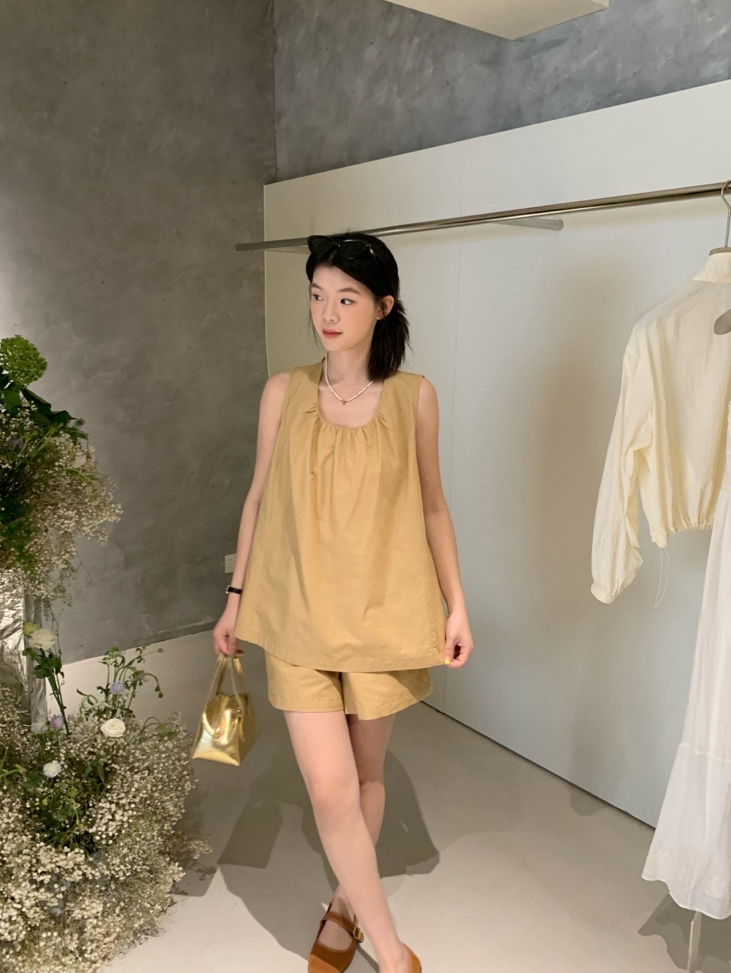 Clara Top + Bottom Set 法式慵懒风背心上衣+阔腿短裤套装 (3 colours)